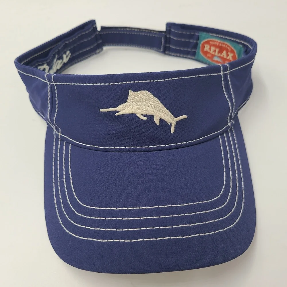 Tommy Bahama Visor Hat Adjustable Blue Marlin Logo Relax Fishing Outdoors Men